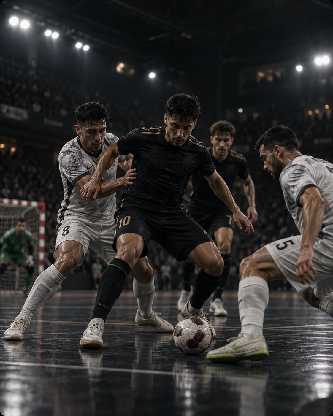 Jugador de futsal gambeteando
